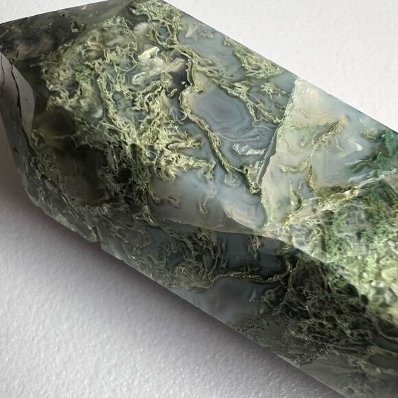 Moss Agate‎ Crystal Double Terminated Point (#3) - Picture 4 of 13